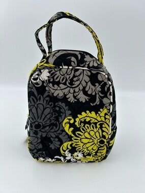 Vera Bradley Quilted Lunch Bag - Black, Gray & Yellow Floral NWT